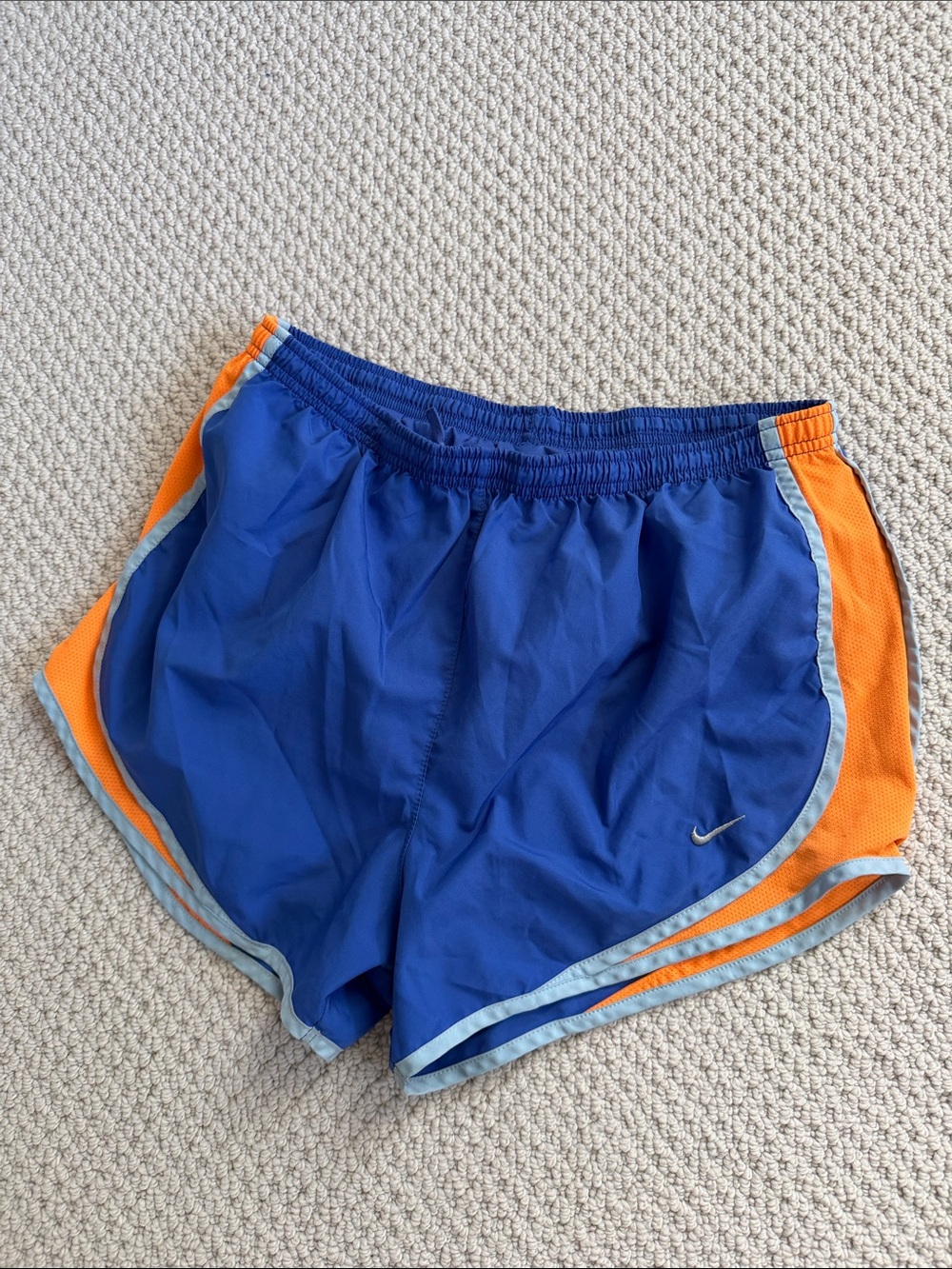 Nike Royal Blue & Orange Athletic Shorts Medium color block athletic running jog